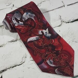 Grace Newburger Watercolor Tie 100%‎ Silk Red Speckled Trout Made in USA